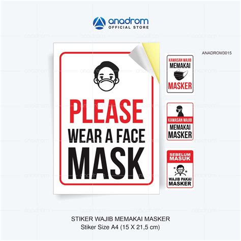 Jual Stiker Peringatan Sticker Warning Sign Wajib Masker Anadrom