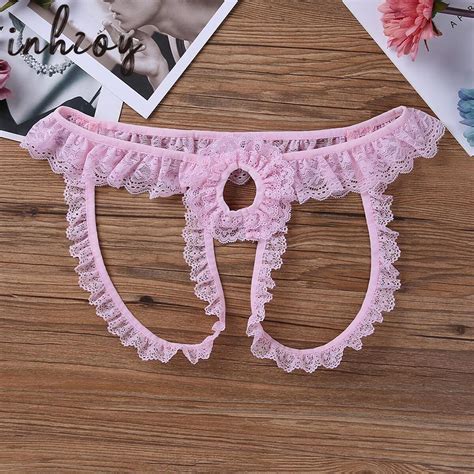 Gay Mens Sissy Lingerie Frilly Exotic Sex See Through Lace Thongs