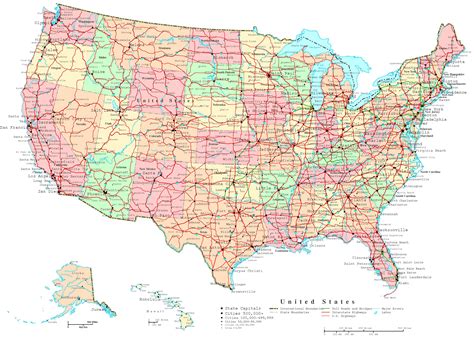 Large Detailed Administrative And Road Map Of The USA The USA Large