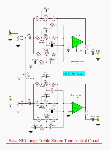 3 Bass Mid Treble Tone Control Circuits Projects Using Ne5532