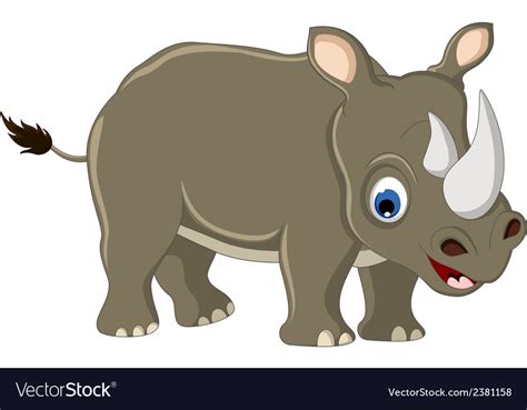 Cute Rhino Cartoon Royalty Free Vector Image Vectorstock