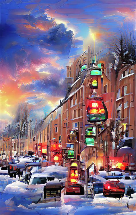 Winter In The City Digital Art By Andreas Thust Pixels