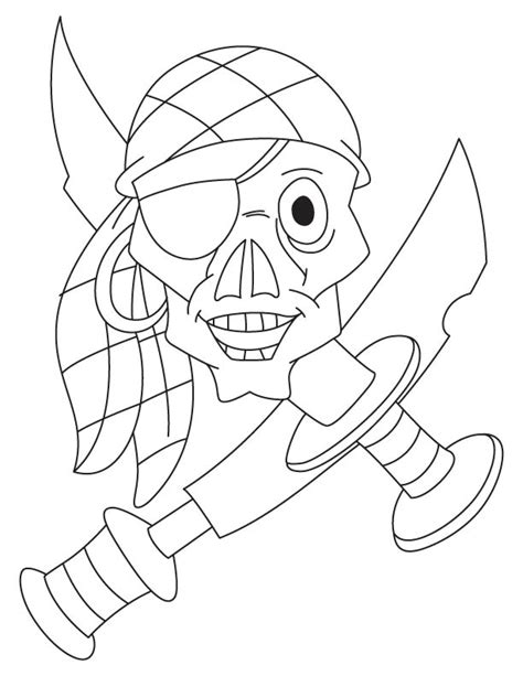 Download Pirate skull with weapons coloring page | Download Free Pirate skull with weapons coloring page ...