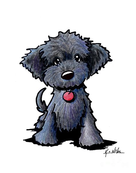 Black Doodle Puppy Drawing By Kim Niles