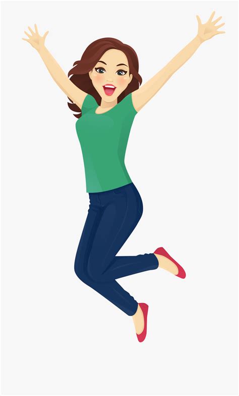 Transparent Girl Jumping Png Jumping Happy Woman Cartoon Free