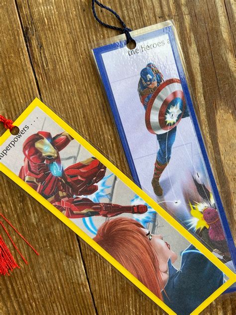 Marvel Bookmarks Superhero Bookmarks Iron Man Captain Etsy