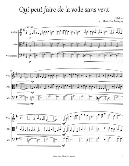 Qui peut faire de la voile sans vent Noten | Folklore | Streichensemble