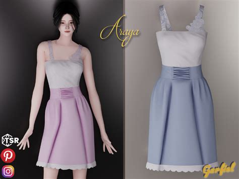 The Sims Resource Araya Dress With Lace On Straps And Skirt And