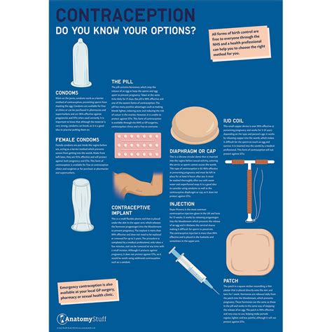 contraception do you know your options poster pshe school education chart