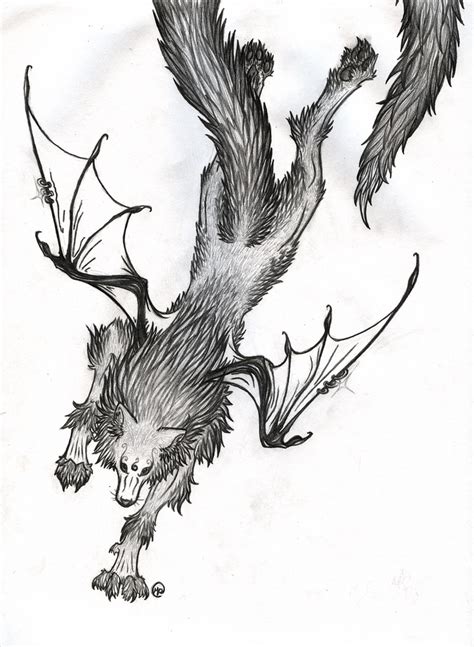 Winged Wolf Sketch By Myoketh On Deviantart