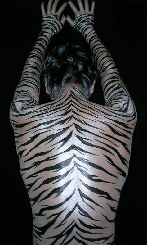 The White Tiger Body Painting Tiger Stripe Tattoo Stripe Tattoo