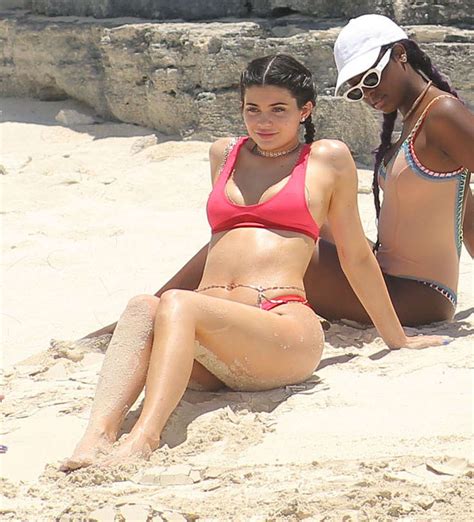 Kylie Jenner In Red Bikini Celebrating Her 19th Birthday In Turks And