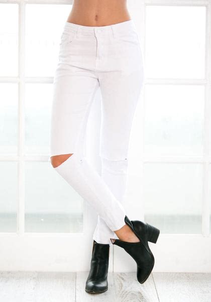 White Ripped Skinny Jeans Lookbook Store
