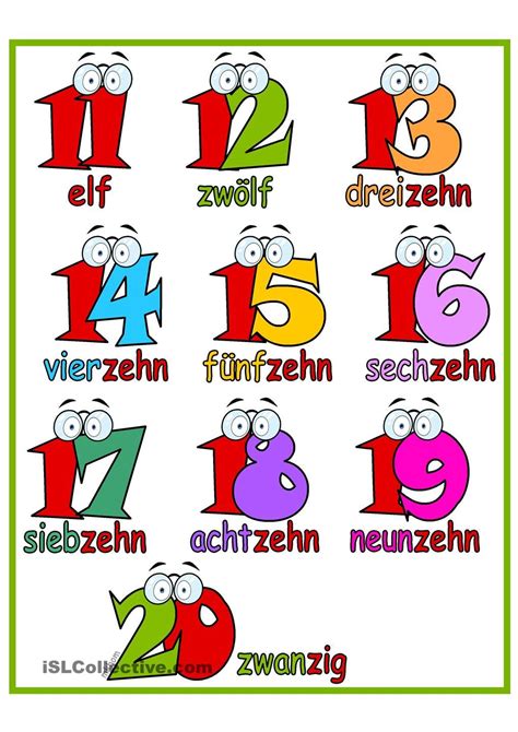 Lernposter Zahlen Bis 20 Deutsche Wörter Lernen Und Zahlen Deutsch