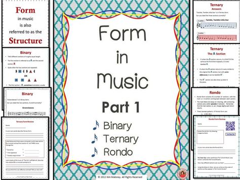 Form In Music Binary Ternary And Rondo This Is An 18 Page Pdf File