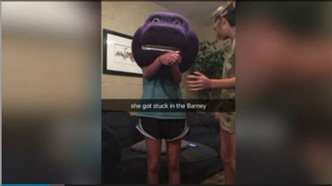 Teenager Gets Stuck In Barney Head During Prank