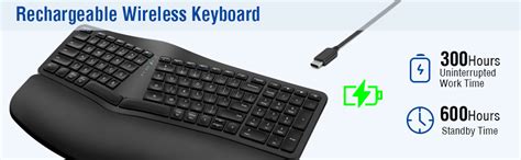 Amazon Edjo Ergonomic Wireless Keyboard Rechargeable Bluetooth