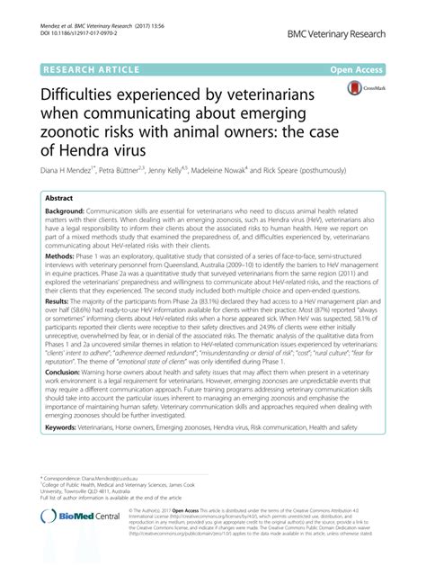 Pdf Difficulties Experienced By Veterinarians When Communicating