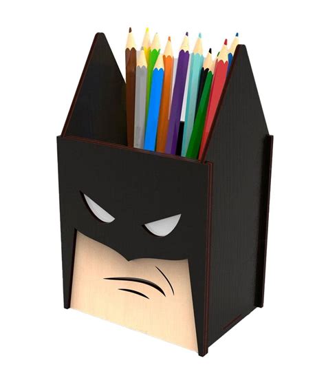 Laser Cut Batman Super Hero Pen Holder Cdr File Free Download Vectors