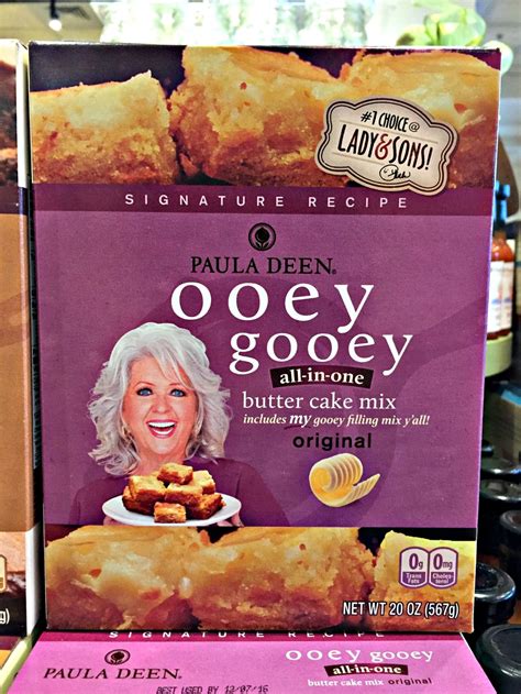 · ooey gooey butter cake bars ~ sweet vanilla cake is topped with a gooey cream cheese layer that's butterlicious. Box of Paula Deen Cake Mix | Ooey gooey butter cake ...