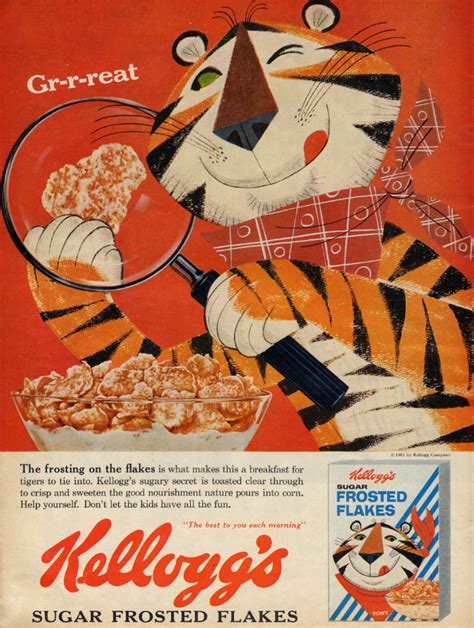 The Frosting On The Flakes Tony The Tiger Kelloggs Sugar Frosted Flakes Ad 1961