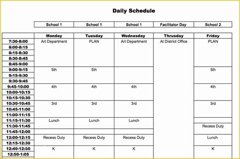 Teacher Schedule Template Free Of Free Printable Calendar Templates For
