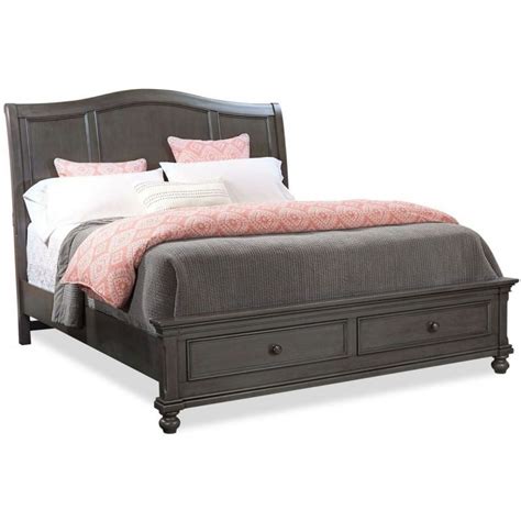 Aspenhome Oxford Queen Sleigh Storage Bed Peppercorn Unlimited