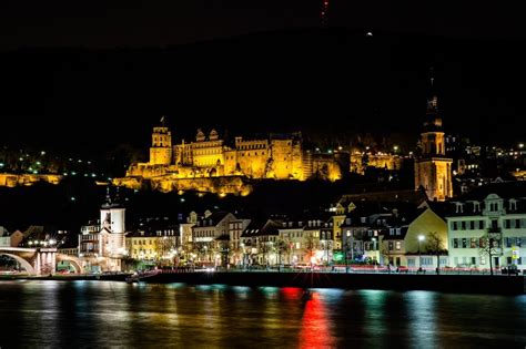 Illuminated Heidelberg Castle At Night Free Image Download