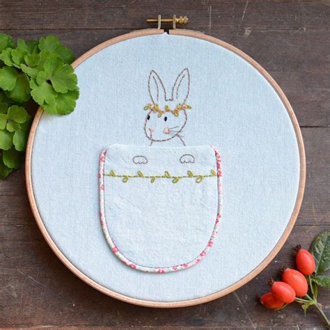 woodland-bunny-embroidery-pocket-bunny-embroidery,-animal-embroidery