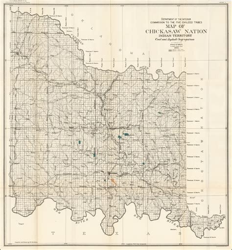 Map Of Chickasaw Nation Indian Territory Coal And Asphalt Segregation