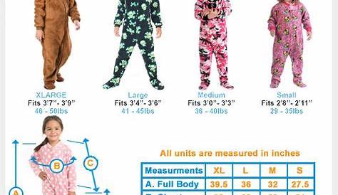 Pajama Size Chart By Age