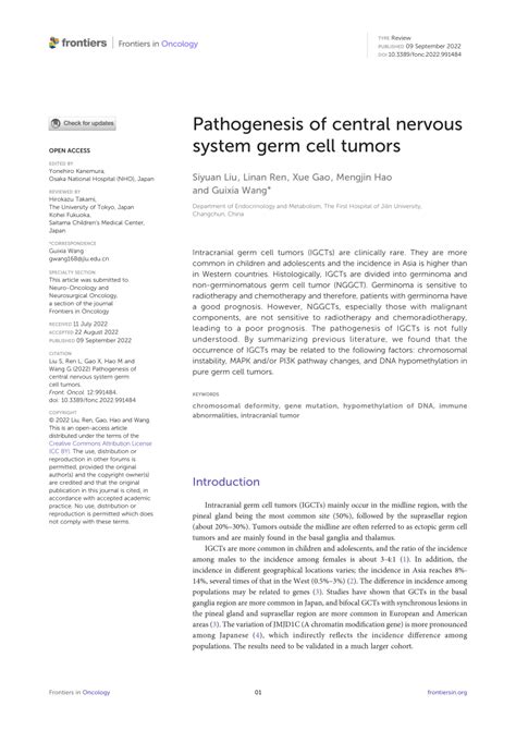 Pdf Pathogenesis Of Central Nervous System Germ Cell Tumors