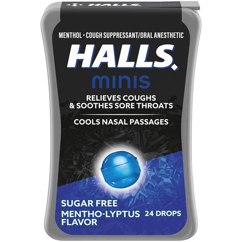 Halls Minis Mentho Lyptus Flavor Sugar Free Cough Drops 24 Drops