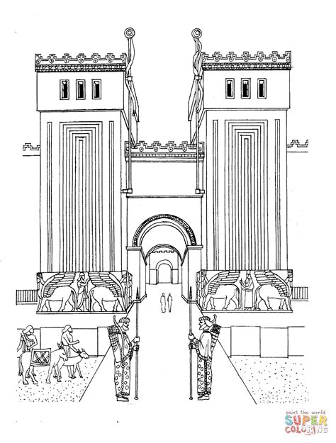 Summer Palace Of King Sargon The Second Coloring Page Free Printable