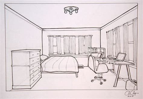 One Point Perspective Bedroom Drawing At Explore