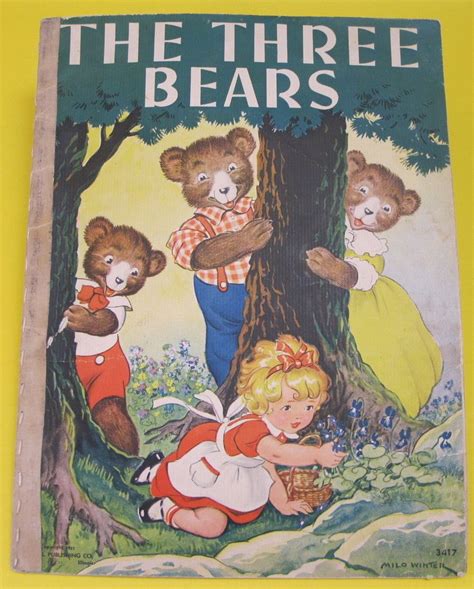 The Three Bears Vintage 1937 Merrill Publishing Milo Winter Linen