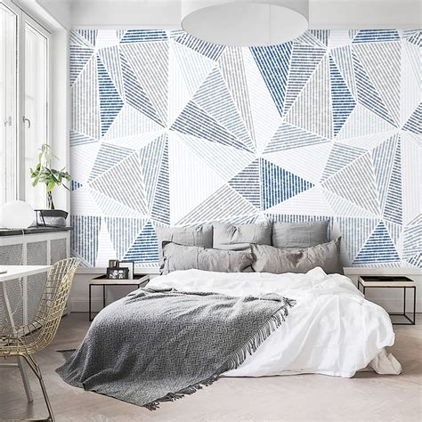 Wallpaper Geometric Wall Mural Peel And Stick Or Traditional Etsy