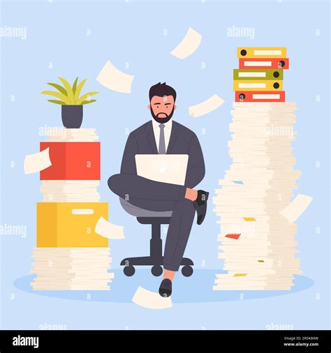 Paperwork And Bureaucracy In Office Vector Illustration Cartoon