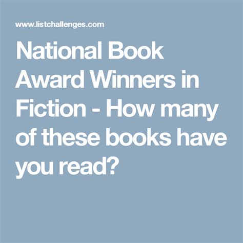 National Book Award Winners In Fiction National Book Award Winners