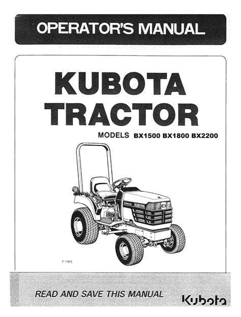 1500 1800 2200 Tractor Operators Instruction Manual Kubota Bx1500