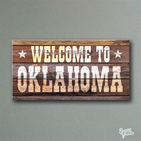Wall Decor Welcome To Oklahoma 12x24 Stretched Canvas Rustic
