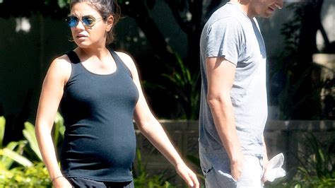 Mila Kunis Goes Casual With Ashton Kutcher See The Pregnant Star Us Weekly