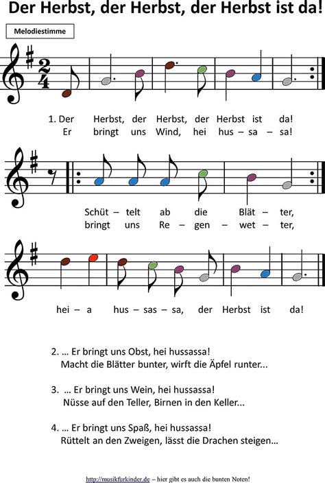 Inspiriert werden fur Lied Der Herbst Ist Da Noten