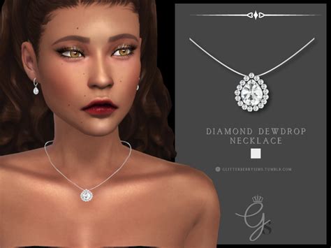 Glitterberrysims Custom Content — Diamond Dewdrop Necklace A Matching