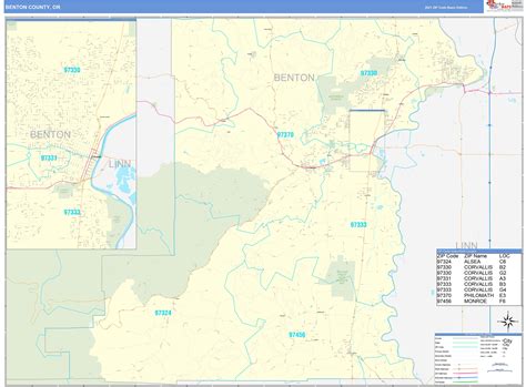 Benton County Or Zip Code Wall Map Basic Style By Marketmaps