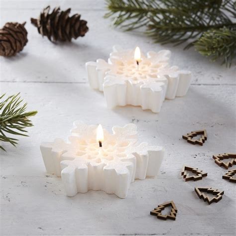 White Snowflake Candles Christmas Decor Inspired By Alma