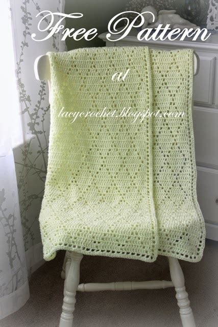 Lacy Crochet Diamond Stitch Baby Blanket Free Pattern
