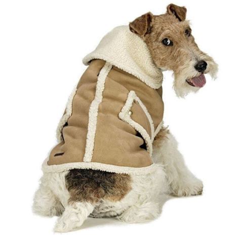 Dog Coat Faux Shearling Suede And Sherpa Fleece Winter Dog Coat Tan