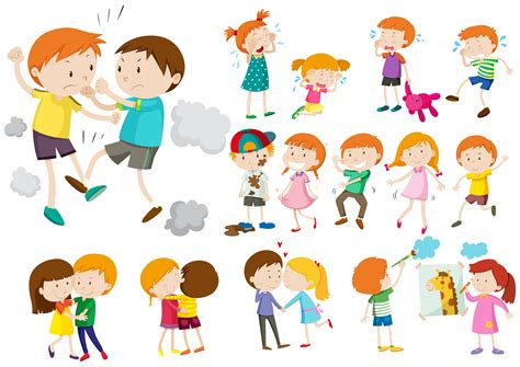 Boys And Girls In Different Actions 300915 Vector Art At Vecteezy