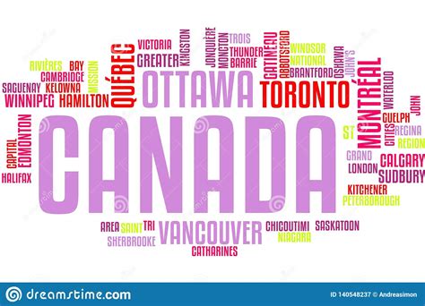 Canada word cloud stock illustration. Illustration of city - 140548237
